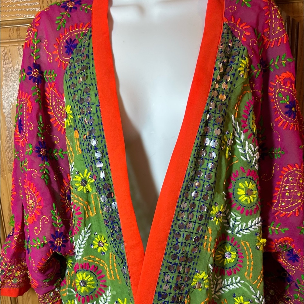 Soft Surroundings Multicolor Embroidered Kimono XL